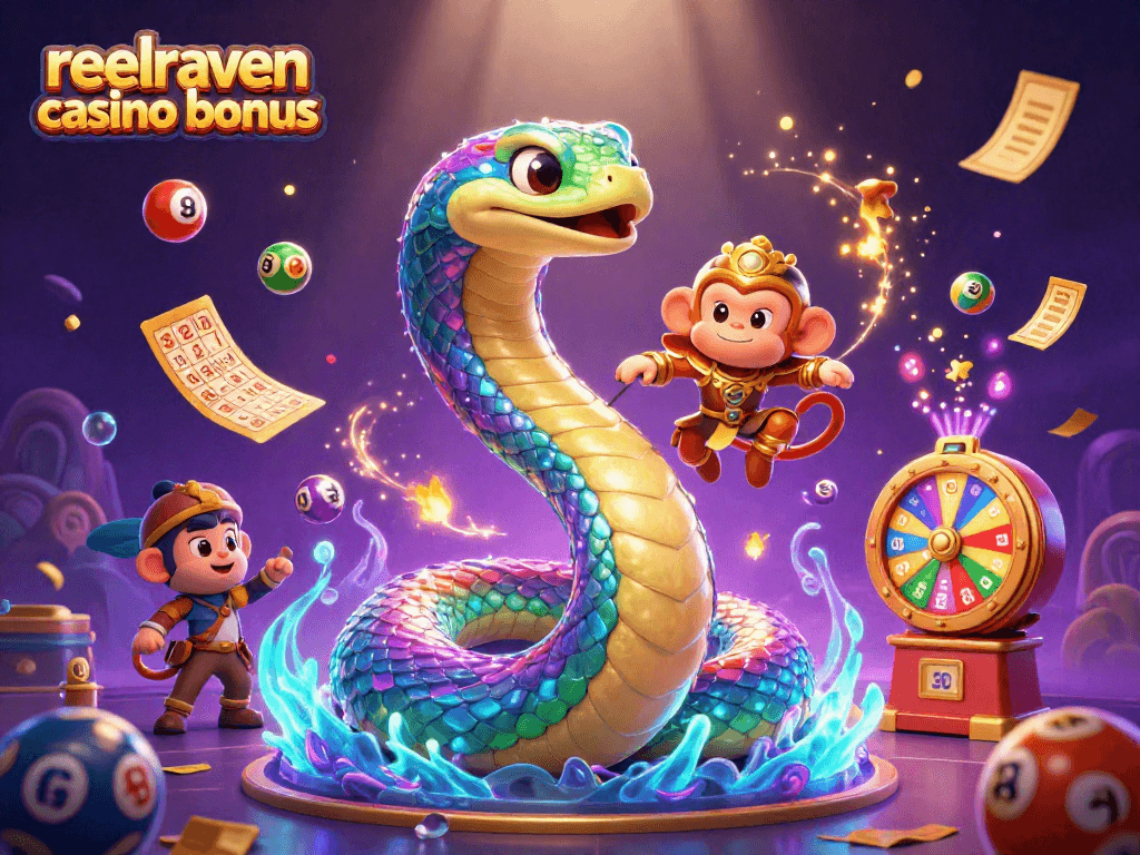Découvrez le bonus ReelRaven casino, où serpent arc-en-ciel et roi singe s'amusent avec des jeux.