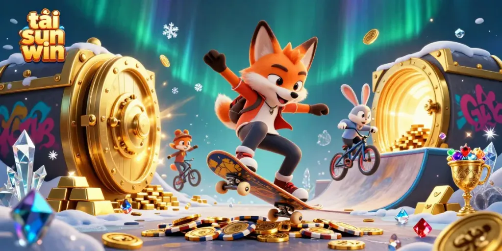 Experience the thrill of tải sun win through an exciting 3D casino scene featuring dynamic characters and vibrant elements.