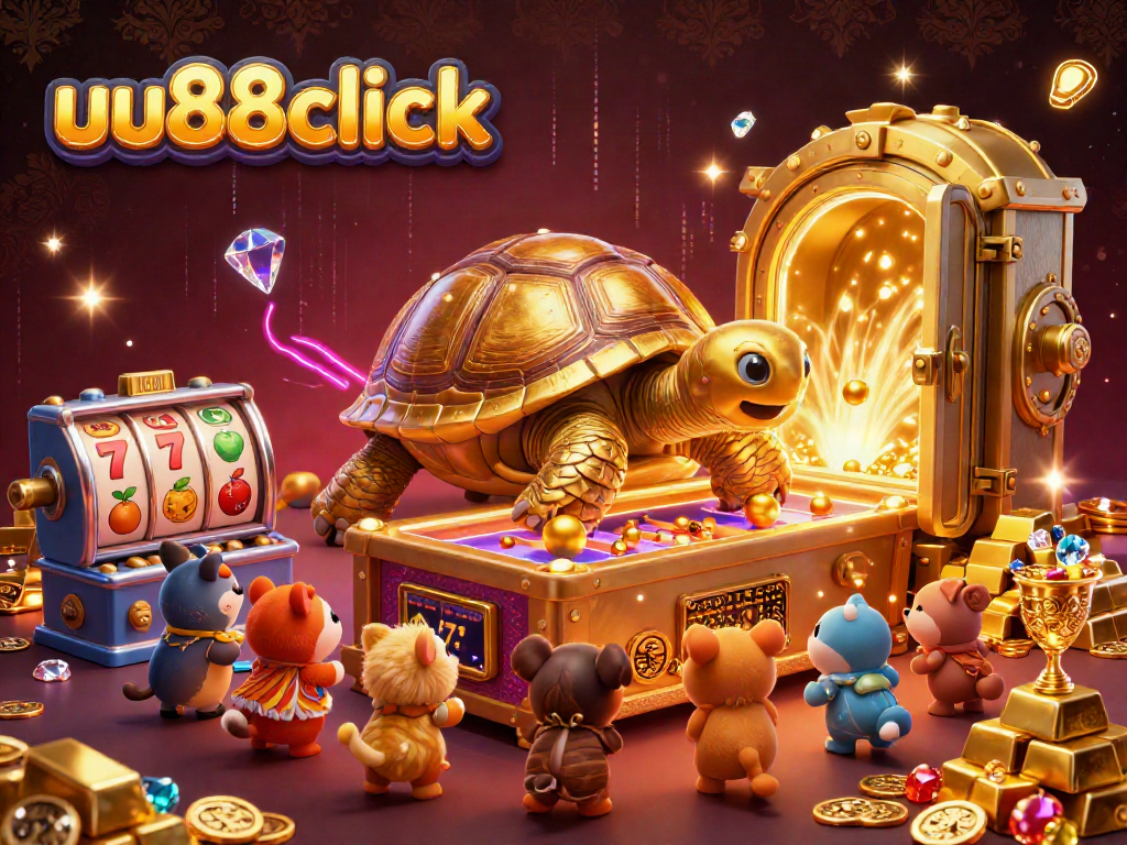 Gamblers enjoy captivating gameplay at uu88click's vibrant casino with a dazzling tortoise pinball machine.