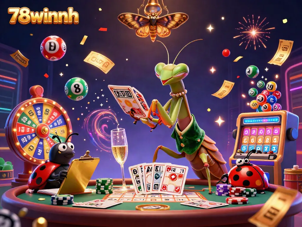 Engage in thrilling casino action with 78winnh featuring vibrant lottery elements and dynamic characters.