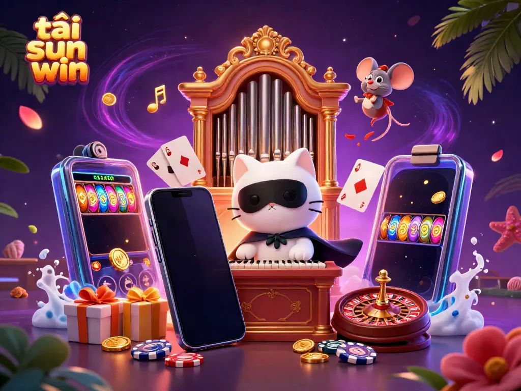 Engage in gaming excitement as you tải sun win, featuring vibrant characters and casino elements.