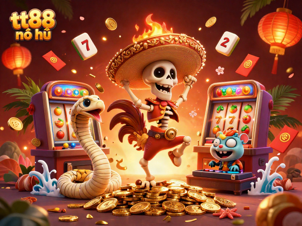 Experience thrilling gameplay with tt88 nổ hũ in this vibrant casino-themed illustration.