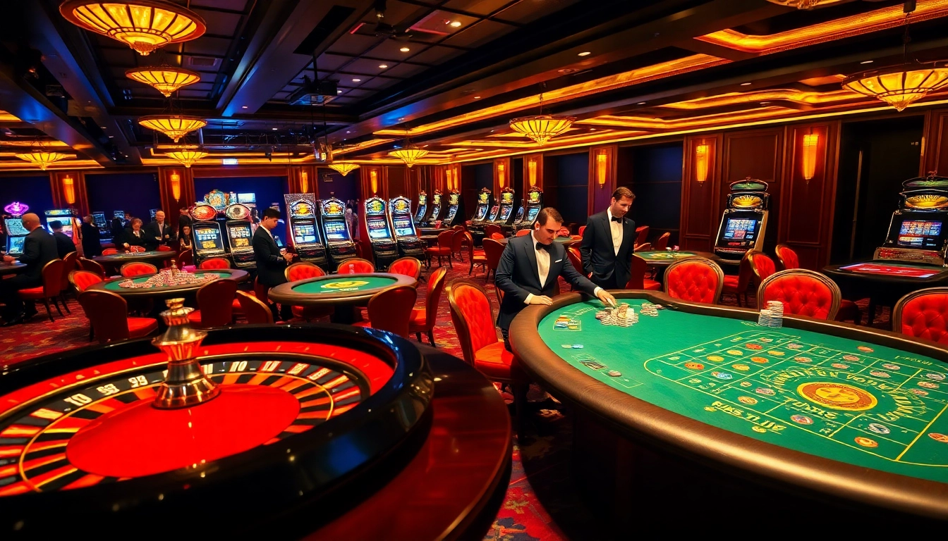 Experience the thrill of gambling with the luxurious atmosphere of https://S8.limo/ featuring casino tables and cards.