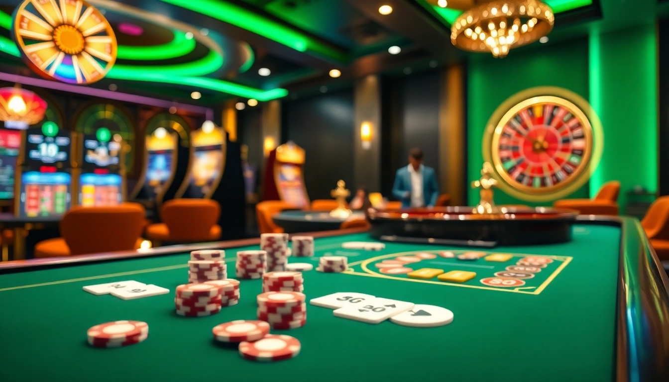 Players celebrating wins at a vibrant casino table inspired by 28bet's online gaming experience.