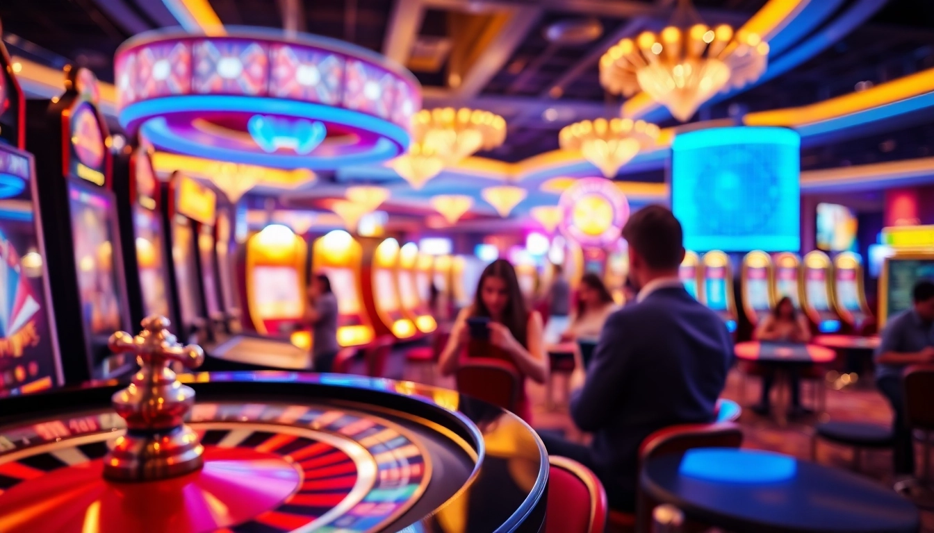 Revealing the meilleur casino belgique en ligne atmosphere with vibrant gaming elements and excited players.