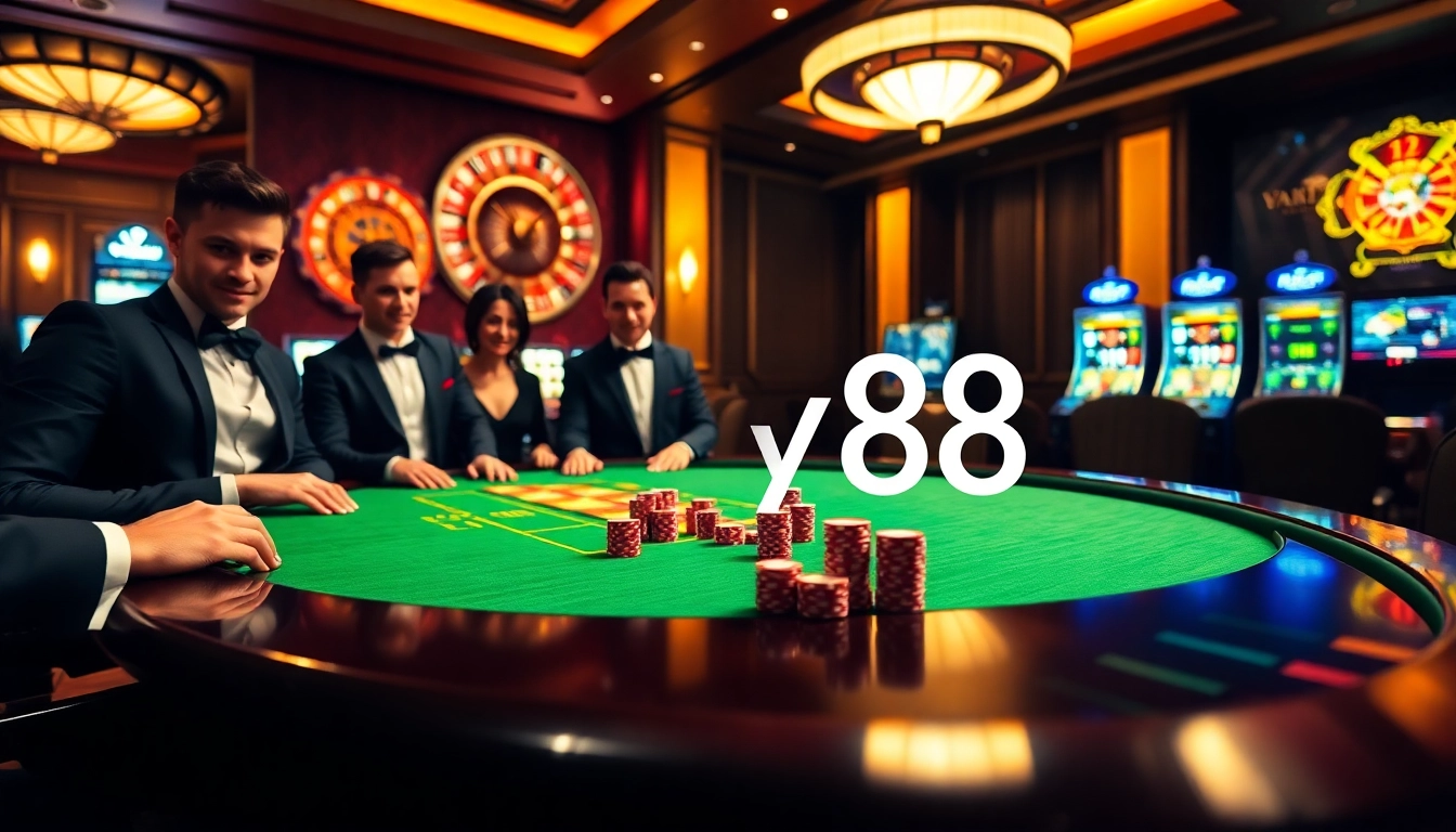 Experience the excitement of hay88 with poker chips and a vibrant casino ambiance.
