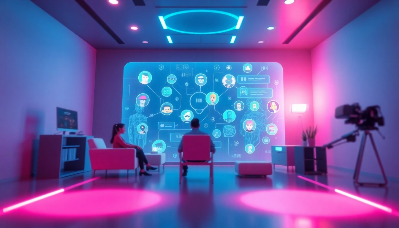 Explore engaging interactions in AI nsfw chat with vibrant holographic characters.