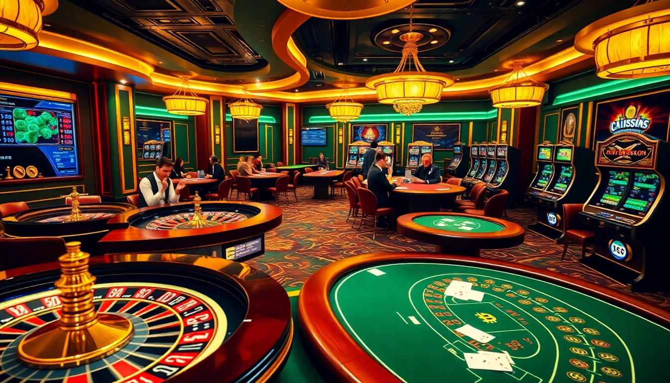Exciting gameplay at a Bitcoin casino with vibrant tables and players having fun.