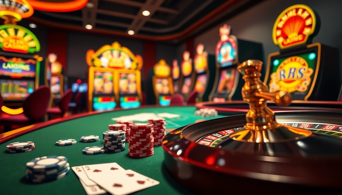 A thrilling casino scene showcasing a virtual gambling interface, featuring poker chips and cards at https://siu88.best/.