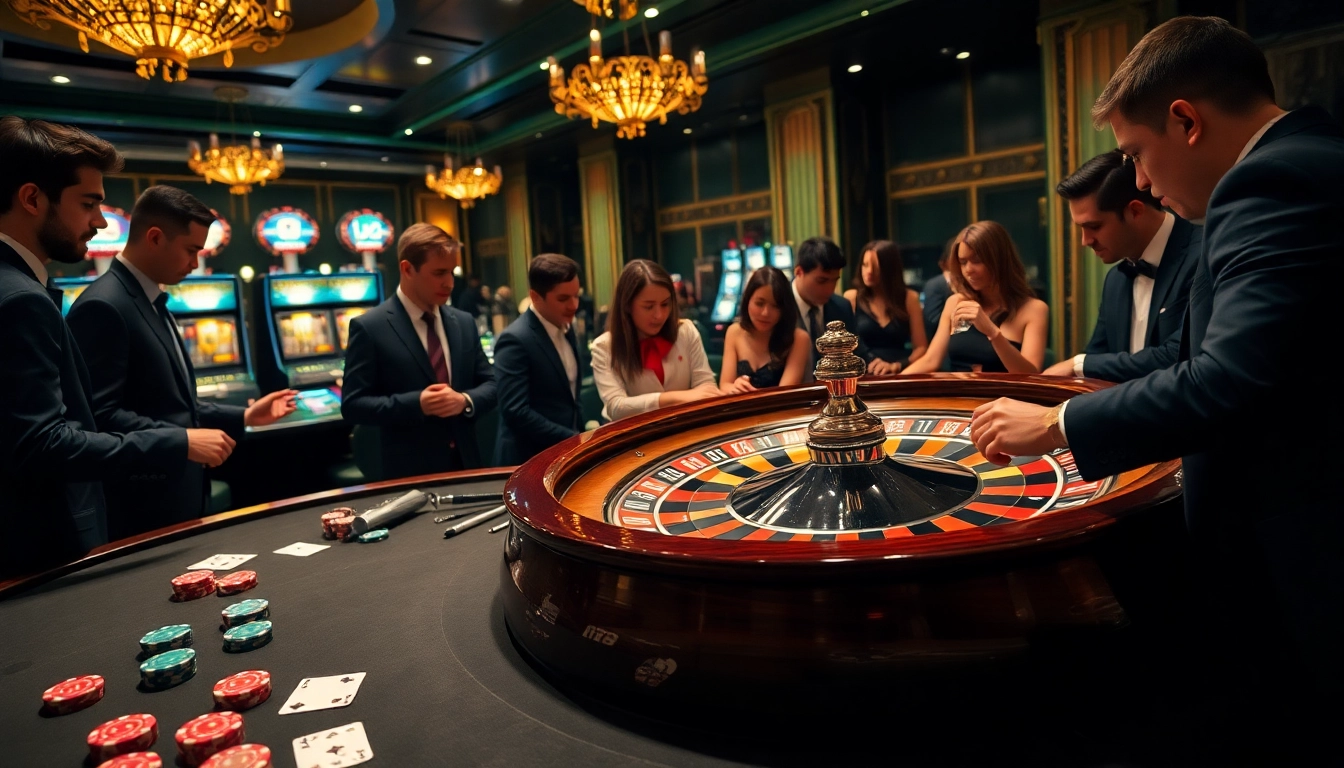Players engaging in high-stakes betting action at u888 com casino, featuring roulette and cards.