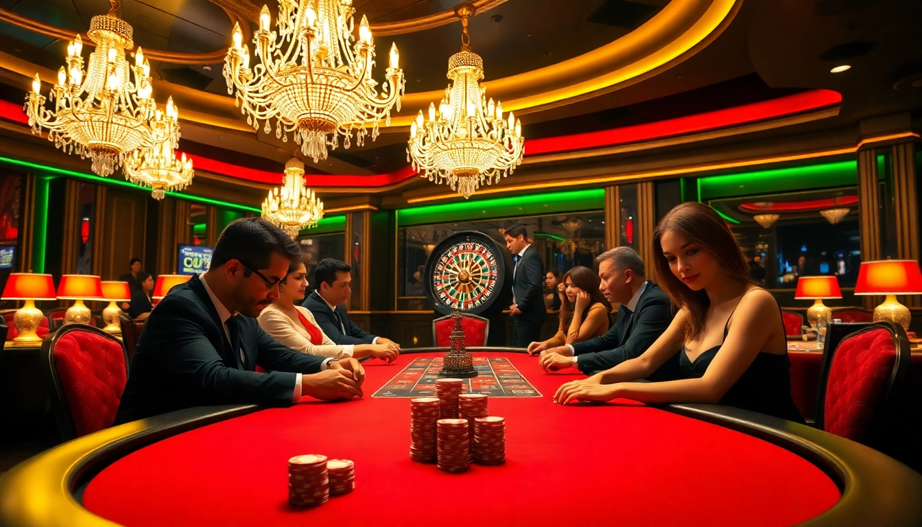 Experience excitement at the 555win com gaming table, featuring poker chips and cards.