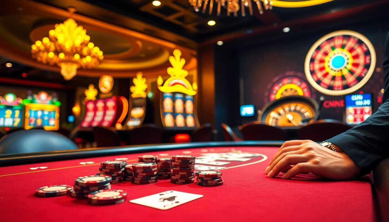 CM88 casino scene with poker table, vibrant chips and cards, and elegant dealer in action.