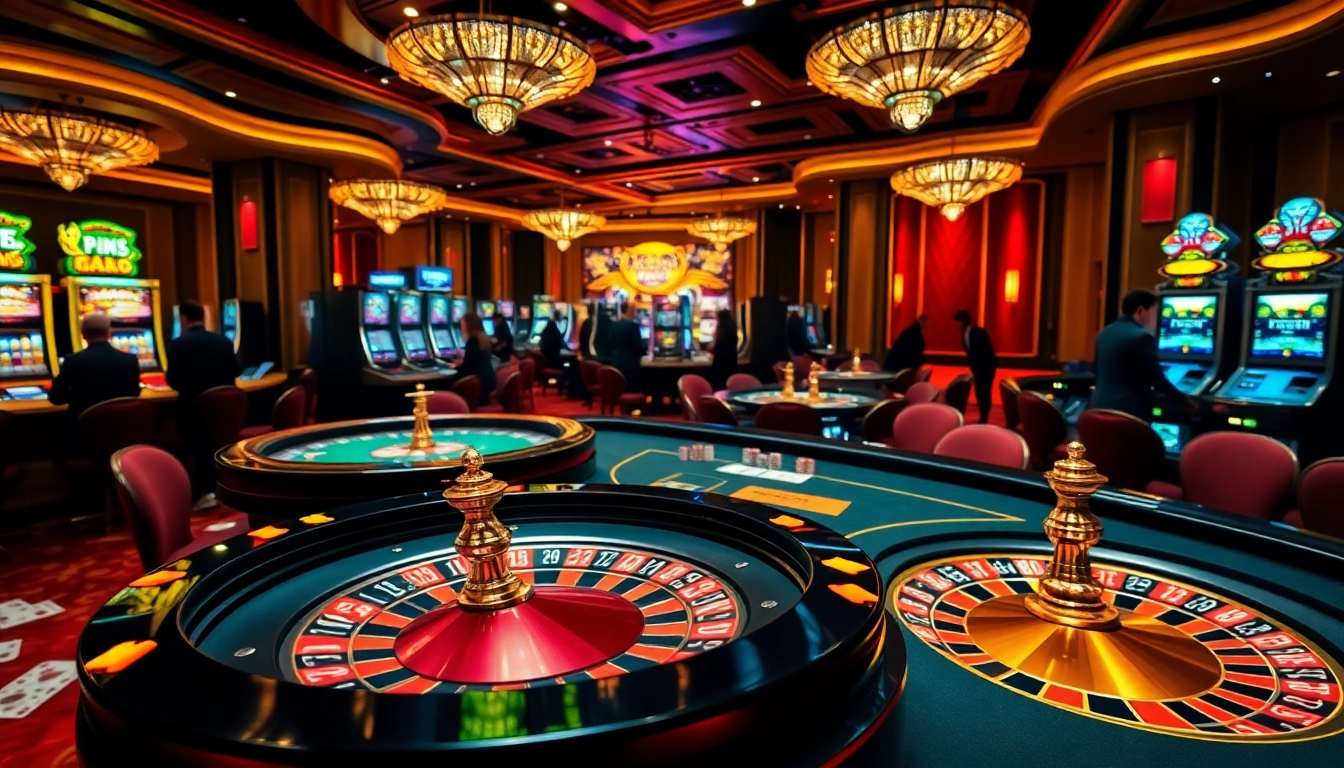 Candid players enjoying high-stakes gaming at nhà cái c168, with roulette, cards, and vibrant slot machines.