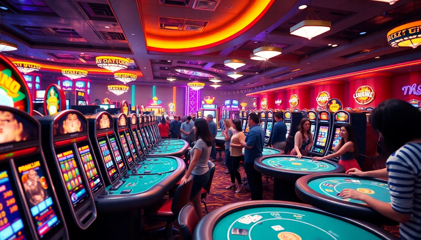 Vibrant scene of a casino en ligne France featuring players enjoying games. related image