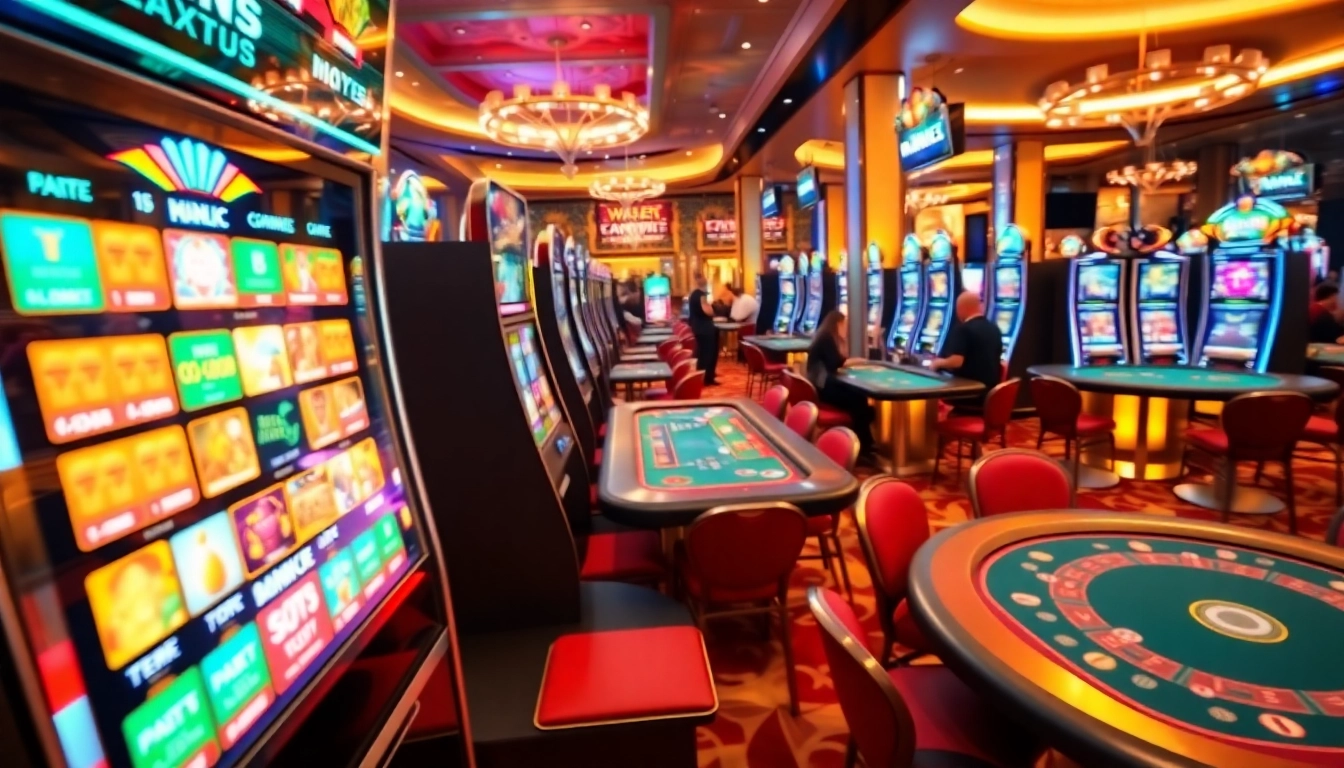 Profitez d'une ambiance excitante dans un casino sans kyc, avec des machines à sous illuminées. related image