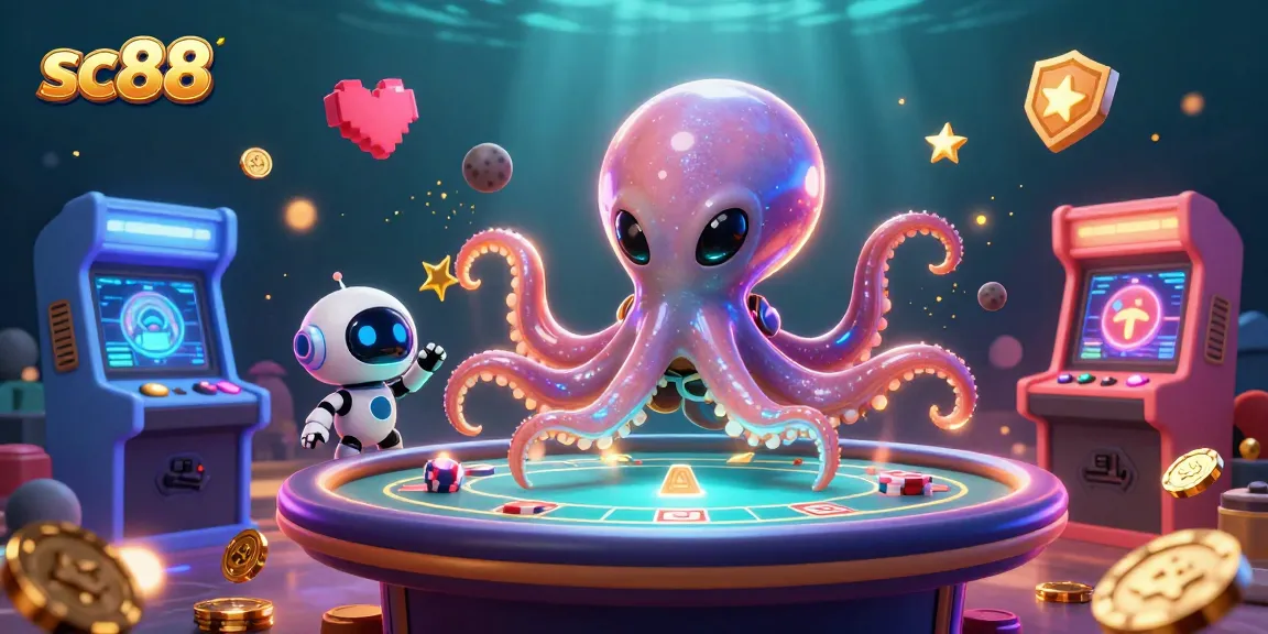 Experience the thrill of sc88 gaming with an alien octopus dealing holographic poker.