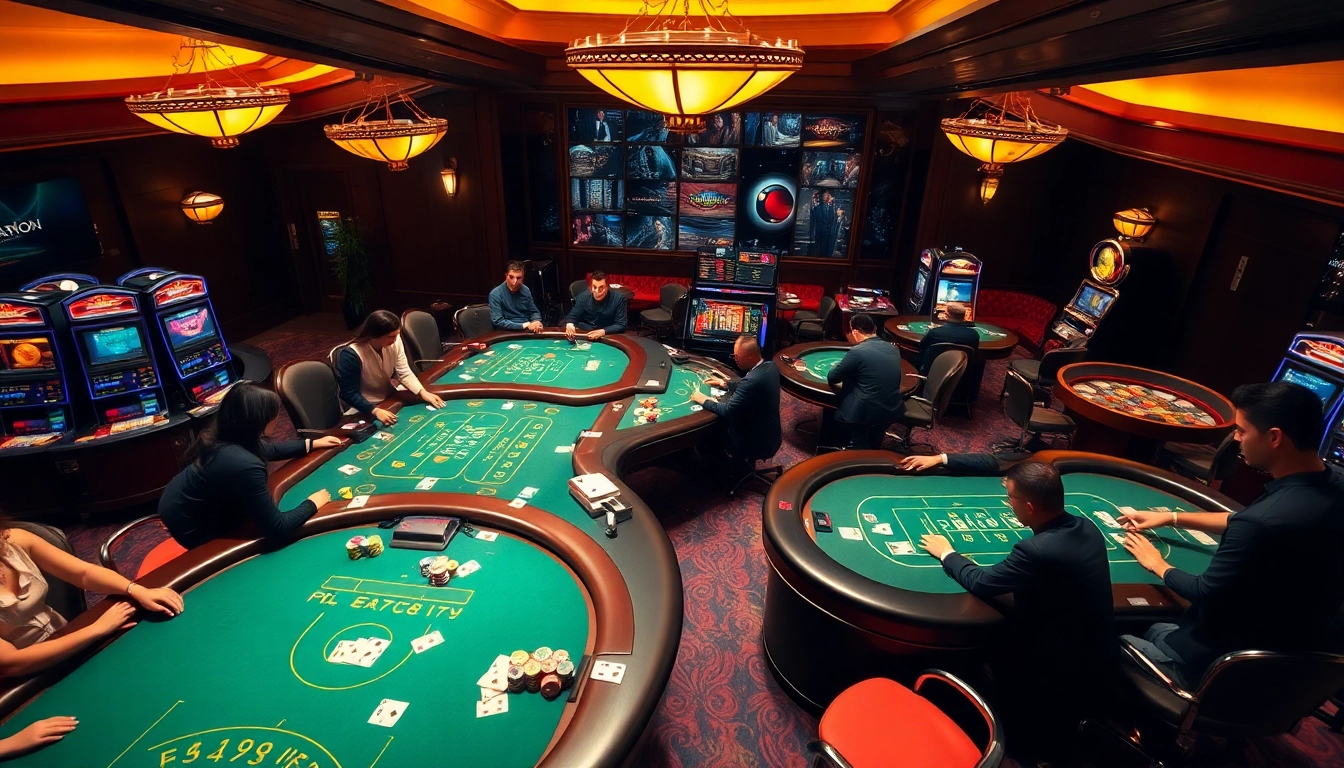 Jouez dans un casino en ligne France avec des tables de jeu animées et des joueurs enthousiastes.