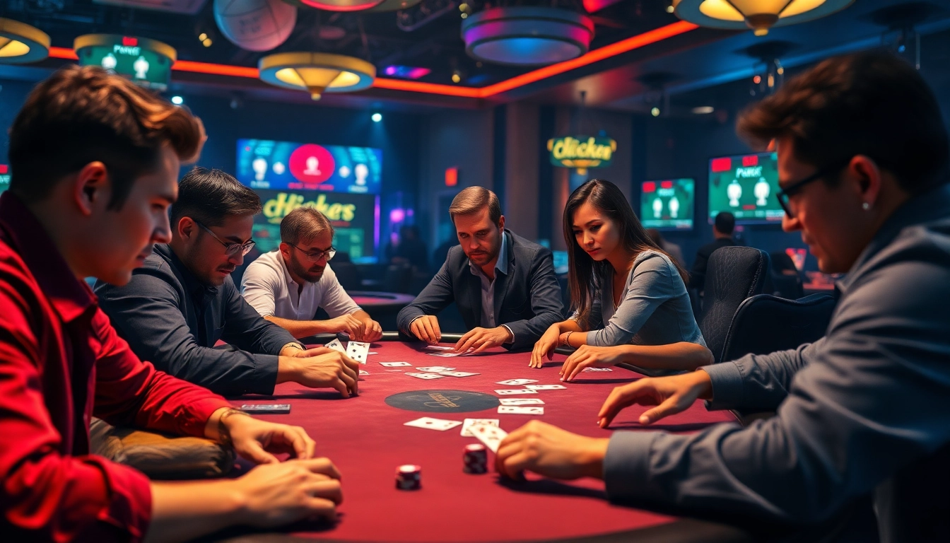 Joueurs concentrés jouant à poker en ligne dans un environnement virtuel palpitant. related image