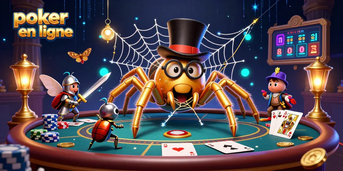 Jouez au poker en ligne avec ce personnage stylisé et des éléments captivants.