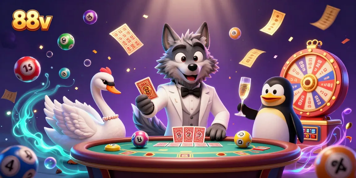 Engage with 88vv's vibrant casino scene featuring dynamic characters and exciting gambling elements.