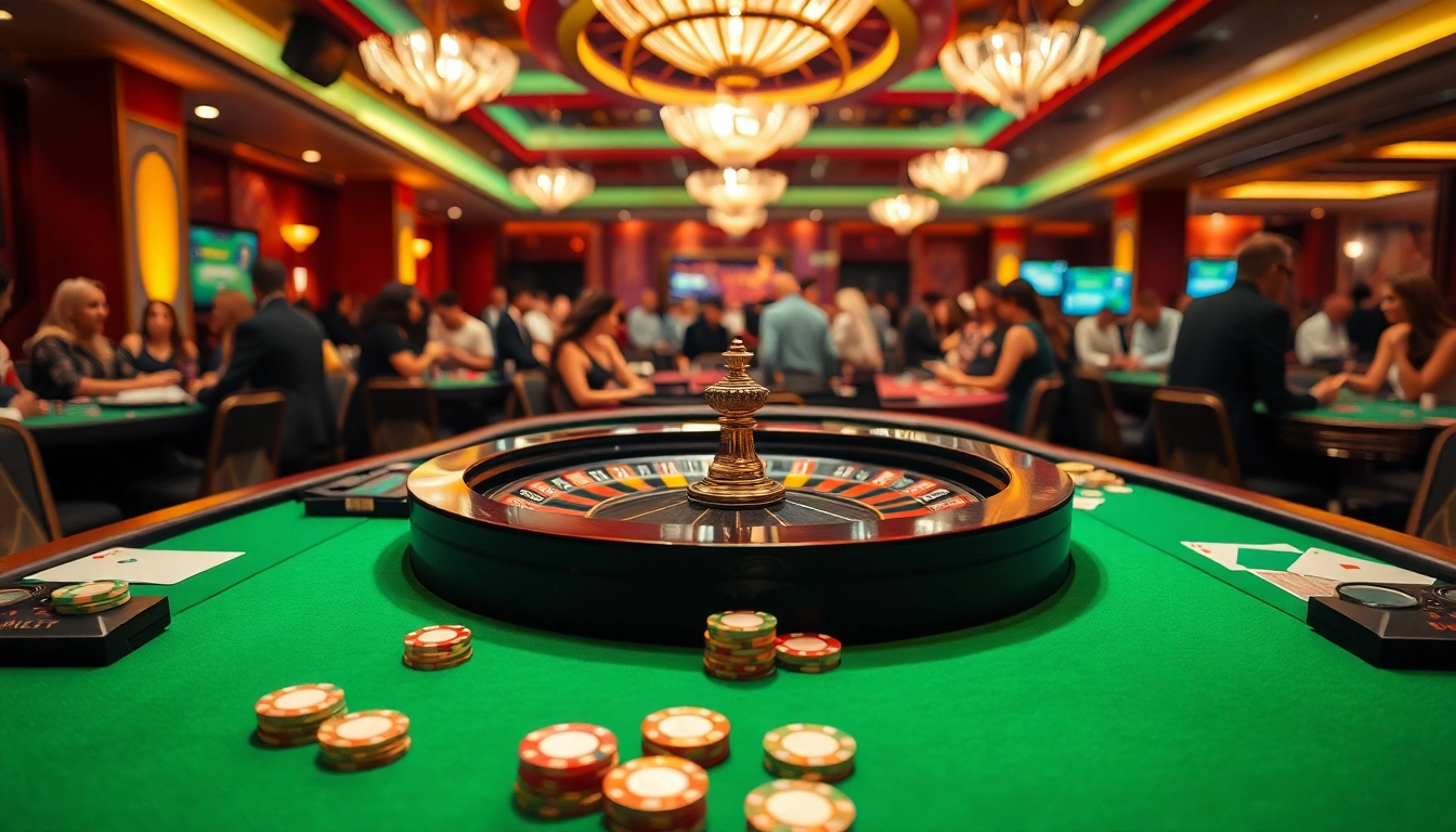 Jouez à casino en ligne france avec une roulette captivante entourée de jetons colorés.