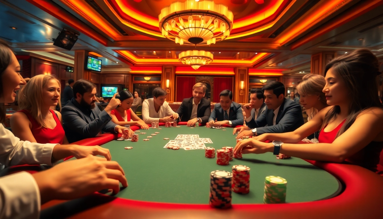 Célébrez le succès sur casino en ligne france avec des joueurs enthousiastes autour d'une table de poker.