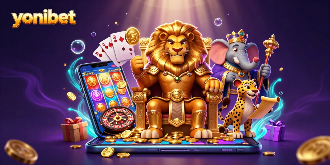 Experience excitement with yonibet: a vibrant 3D casino scene featuring dynamic game elements.