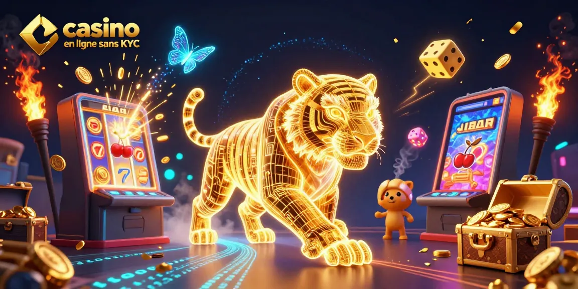 Le casino en ligne sans KYC offre des opportunités d'excitation avec des machines à sous et un tigre lumineux.