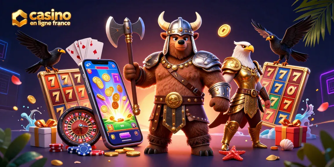 Jouer dans un casino en ligne France avec des symboles de machines à sous colorés et des personnages dynamiques