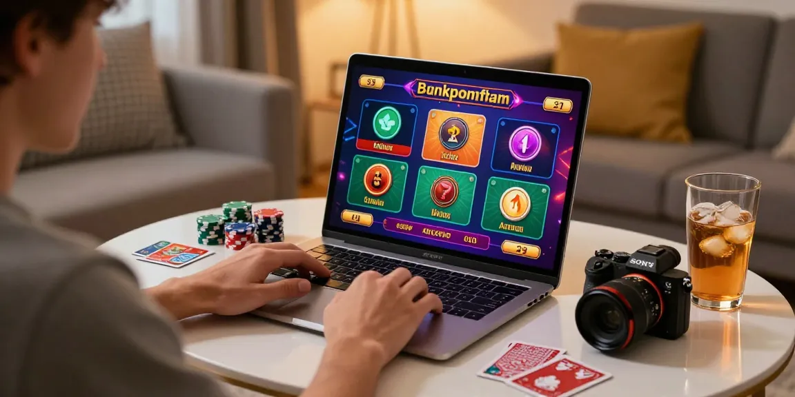 Un joueur sur un casino en ligne France, jouant avec des jetons et des cartes, dans une ambiance chaleureuse.