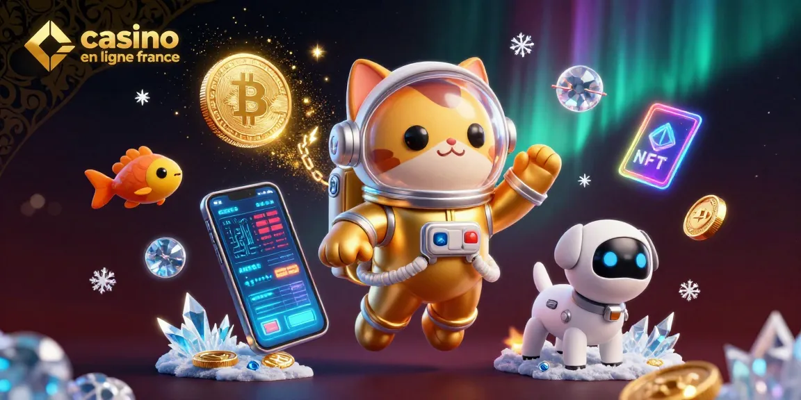Plongez dans l'univers captivant des jeux de casino en ligne France avec des personnages 3D animés et des éléments de crypto-monnaies.